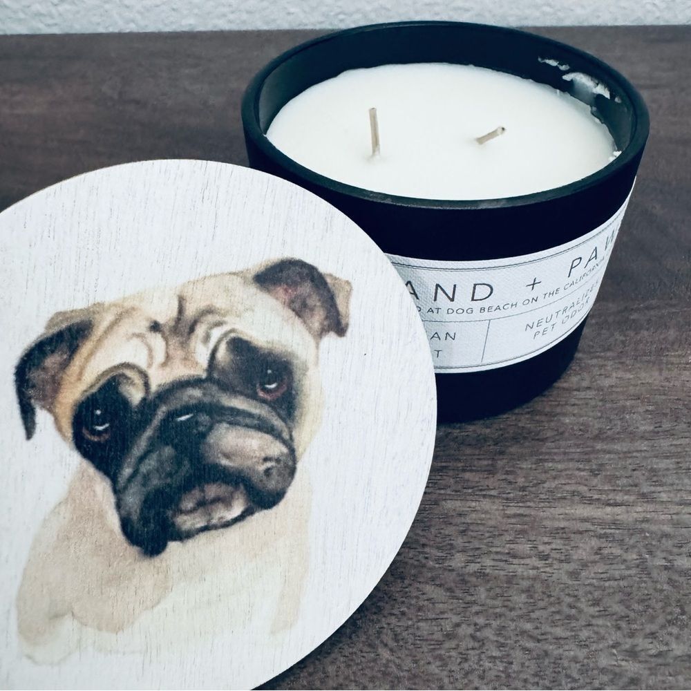 Pug Dog Ocean Mist Sand + Paws Jar Candle